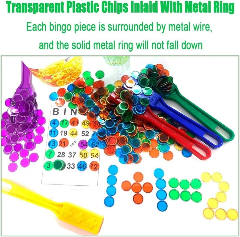 Dacefloy Store Magnetic Bingo Chips 600 Pieces Plastic Transparent Game Tokens with Metal Rings - Mix 6 Colors - Image 4